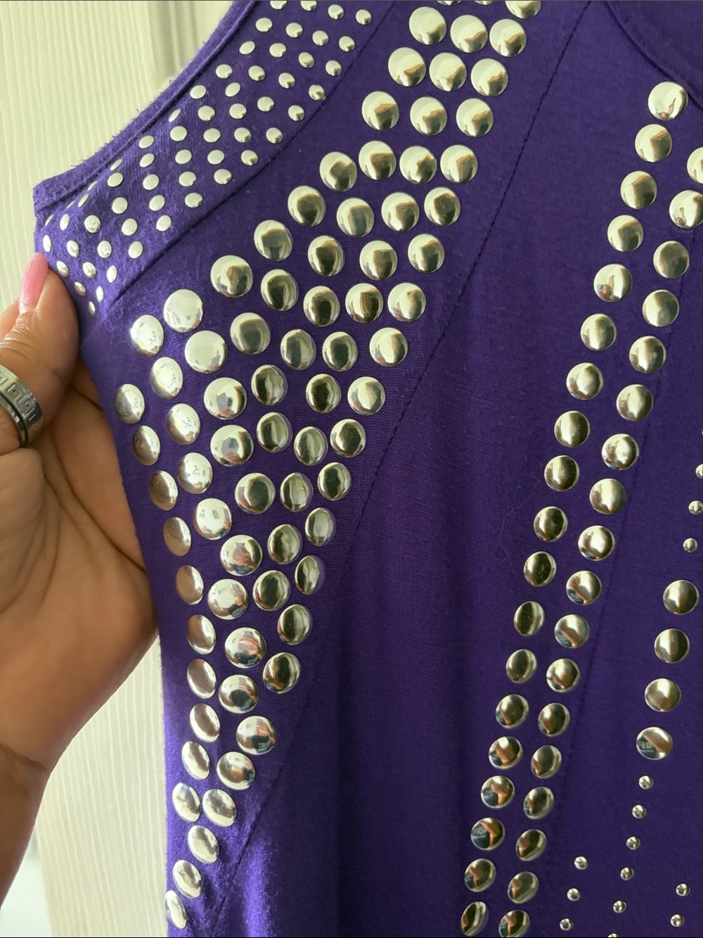 Cache Purple Studded Keyhole Tank Top - Picture 2 of 3